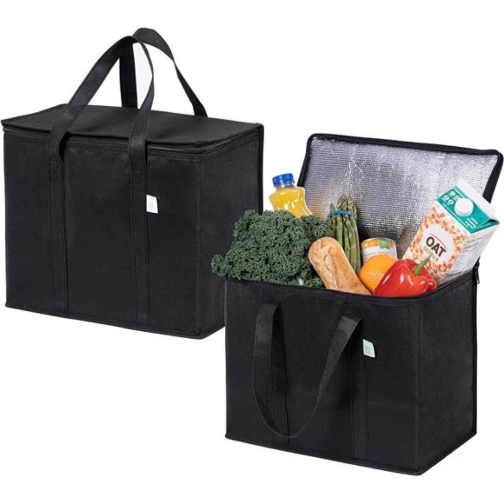 2 Pack Cooler Bags - Insulated for Food Delivery, Collapsible and Reusable